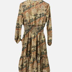 Vtg 1970's Women's 20 An Jac by Marc Needleman Smocked Waist Tiered Hem Dress